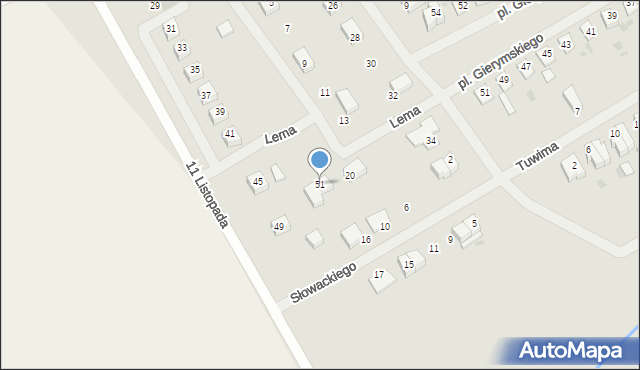Sławno, 11 Listopada, 51, mapa Sławno