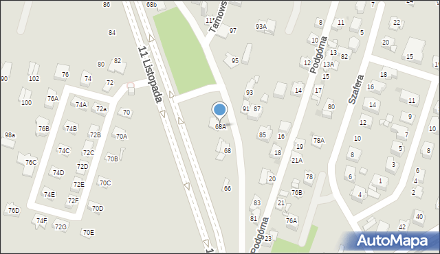 Sosnowiec, 11 Listopada, 68A, mapa Sosnowca