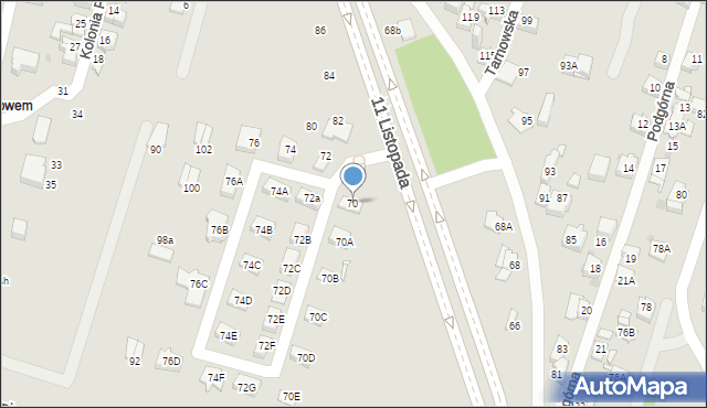 Sosnowiec, 11 Listopada, 70, mapa Sosnowca