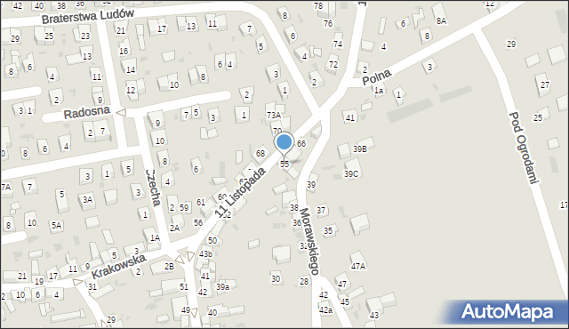 Stary Sącz, 11 Listopada, 55, mapa Stary Sącz