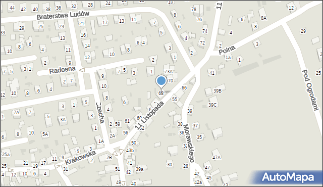 Stary Sącz, 11 Listopada, 68, mapa Stary Sącz