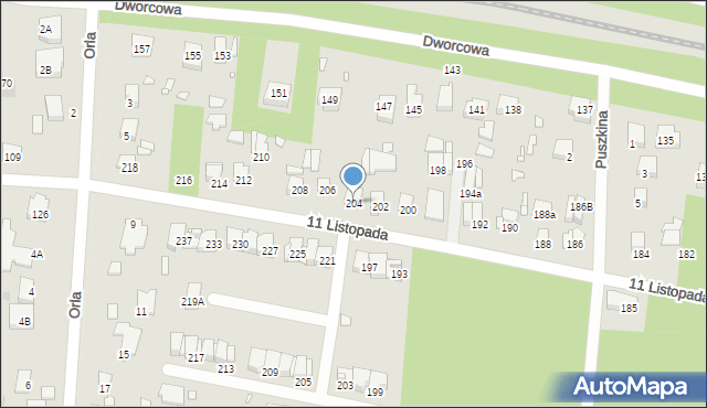 Sulejówek, 11 Listopada, 204, mapa Sulejówek