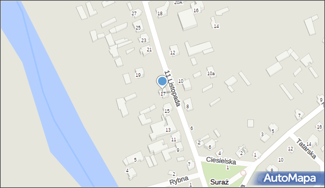 Suraż, 11 Listopada, 17, mapa Suraż