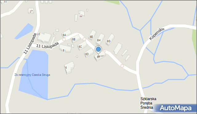 Szklarska Poręba, 11 Listopada, 8F, mapa Szklarska Poręba