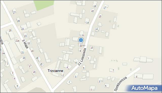 Trzcianne, 11 Listopada, 9, mapa Trzcianne