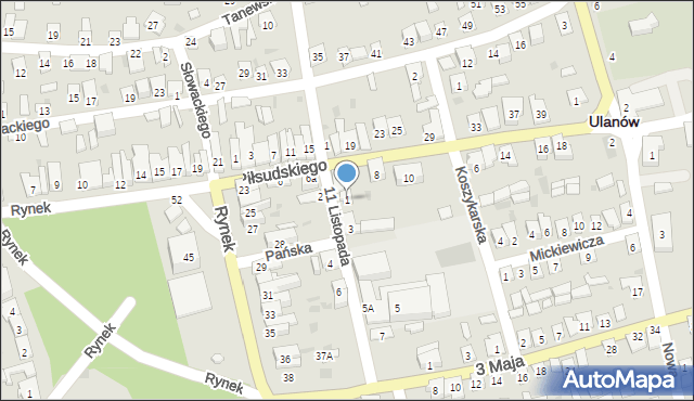 Ulanów, 11 Listopada, 1, mapa Ulanów