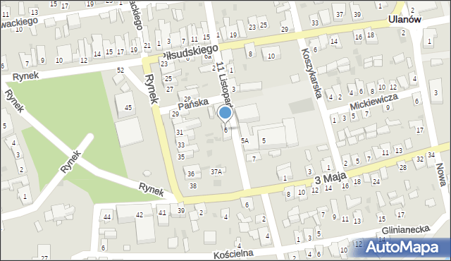 Ulanów, 11 Listopada, 6, mapa Ulanów