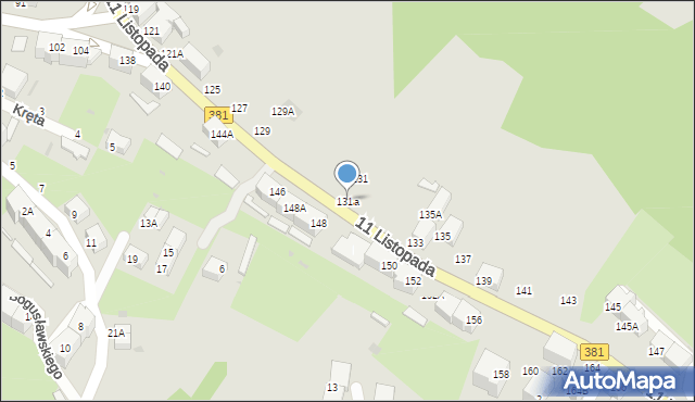 Wałbrzych, 11 Listopada, 131a, mapa Wałbrzycha