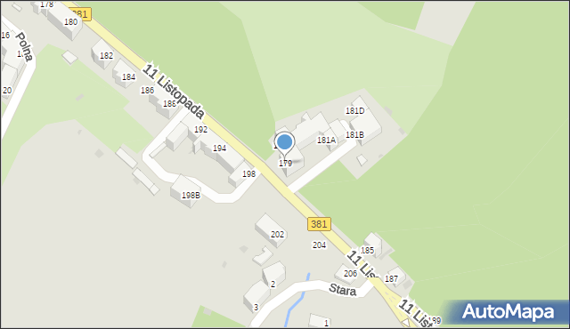 Wałbrzych, 11 Listopada, 179, mapa Wałbrzycha