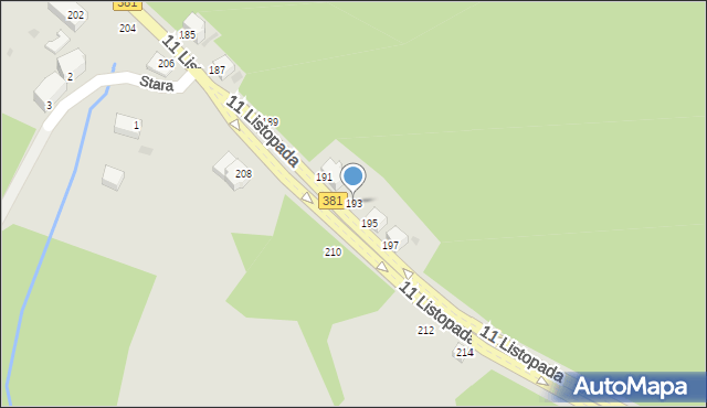 Wałbrzych, 11 Listopada, 193, mapa Wałbrzycha