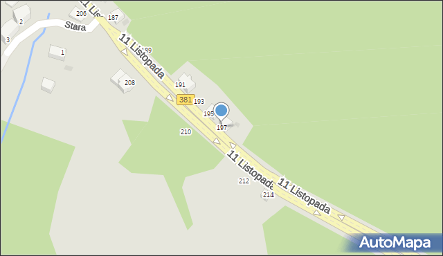 Wałbrzych, 11 Listopada, 197, mapa Wałbrzycha