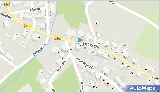 Wałbrzych, 11 Listopada, 16, mapa Wałbrzycha