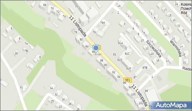 Wałbrzych, 11 Listopada, 86A, mapa Wałbrzycha