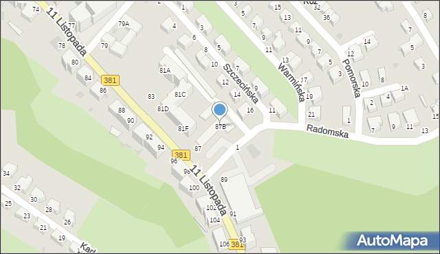 Wałbrzych, 11 Listopada, 87B, mapa Wałbrzycha