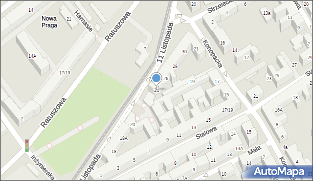 Warszawa, 11 Listopada, 24, mapa Warszawy