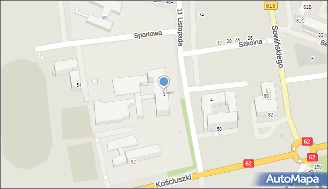 Wyszków, 11 Listopada, 1, mapa Wyszków