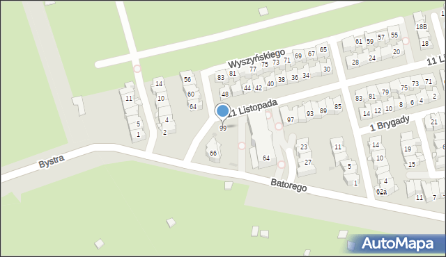Ząbki, 11 Listopada, 99, mapa Ząbki