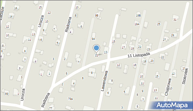 Żory, 11 Listopada, 11, mapa Żor