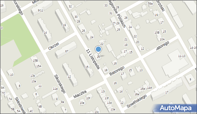 Żyrardów, 11 Listopada, 20, mapa Żyrardów