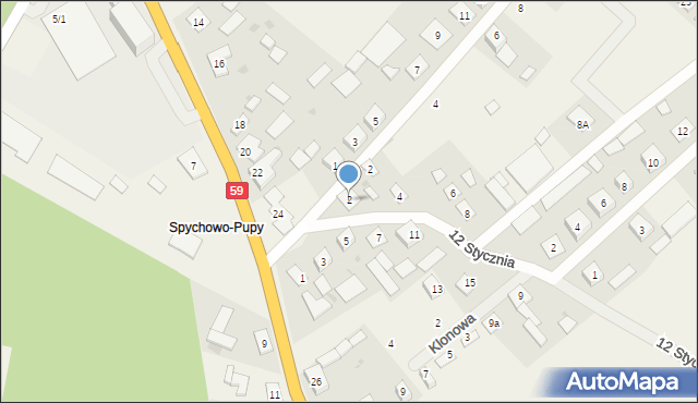 Spychowo, 12 Stycznia, 2, mapa Spychowo