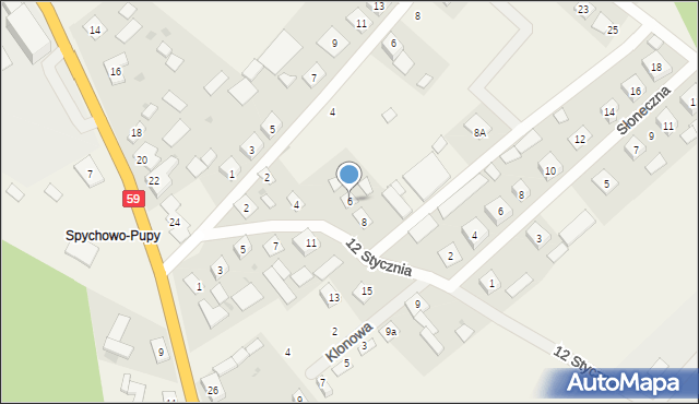 Spychowo, 12 Stycznia, 6, mapa Spychowo