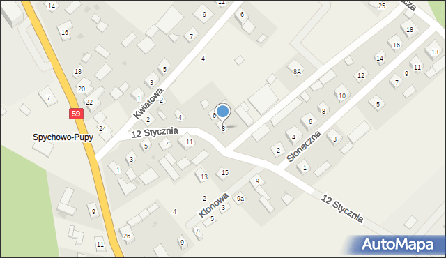 Spychowo, 12 Stycznia, 8, mapa Spychowo