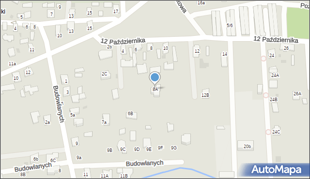Tarnobrzeg, 12 Października, 8A, mapa Tarnobrzegu