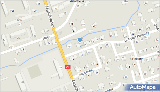 Wadowice, 12 Pułku Piechoty, 1, mapa Wadowice