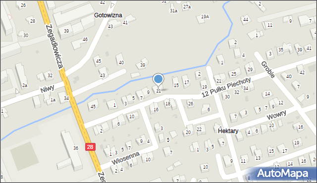 Wadowice, 12 Pułku Piechoty, 11, mapa Wadowice