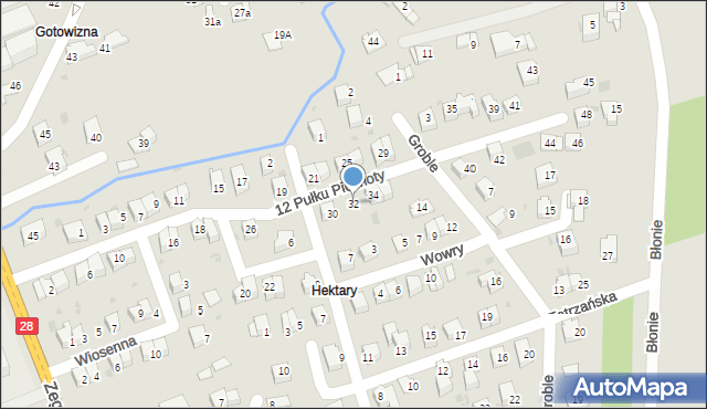 Wadowice, 12 Pułku Piechoty, 32, mapa Wadowice