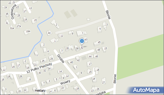 Wadowice, 12 Pułku Piechoty, 41, mapa Wadowice