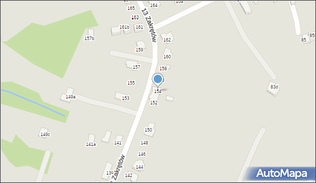 Bielsko-Biała, 13 Zakrętów, 154, mapa Bielsko-Białej