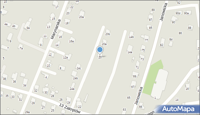 Bielsko-Biała, 13 Zakrętów, 20, mapa Bielsko-Białej