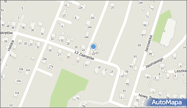 Bielsko-Biała, 13 Zakrętów, 22, mapa Bielsko-Białej