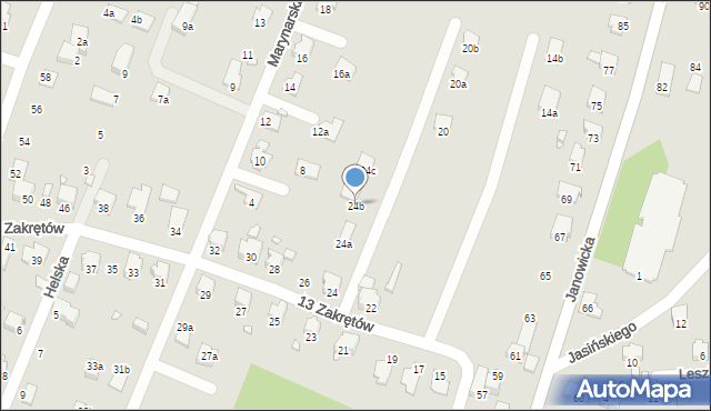 Bielsko-Biała, 13 Zakrętów, 24b, mapa Bielsko-Białej