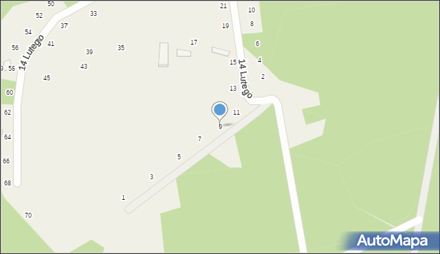 Nowa Kuźnica, 14 Lutego, 9, mapa Nowa Kuźnica