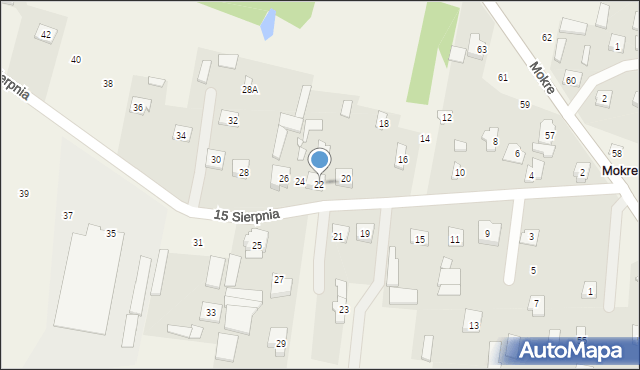 Mokre, 15 Sierpnia, 22, mapa Mokre