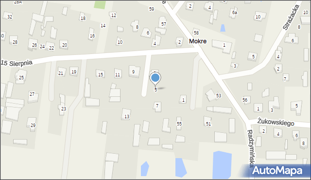 Mokre, 15 Sierpnia, 5, mapa Mokre