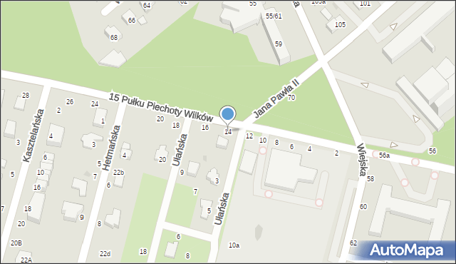 Pabianice, 15 Pułku Piechoty Wilków, 14, mapa Pabianic