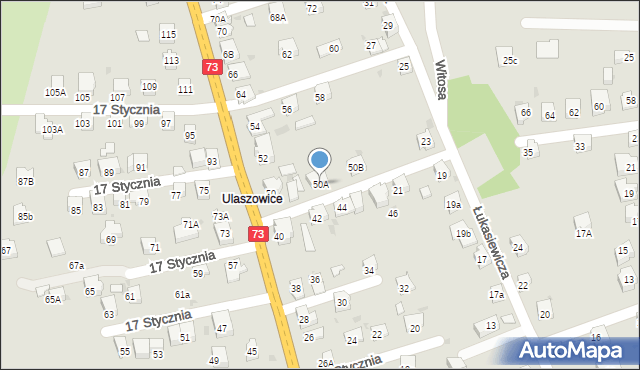 Jasło, 17 Stycznia, 50A, mapa Jasła