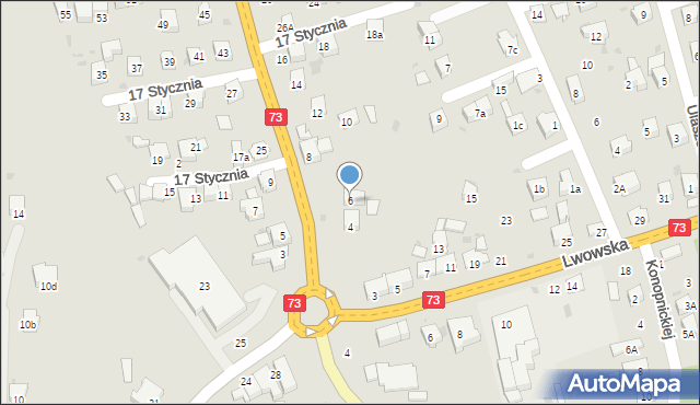 Jasło, 17 Stycznia, 6, mapa Jasła