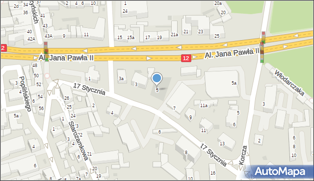 Leszno, 17 Stycznia, 5, mapa Leszno