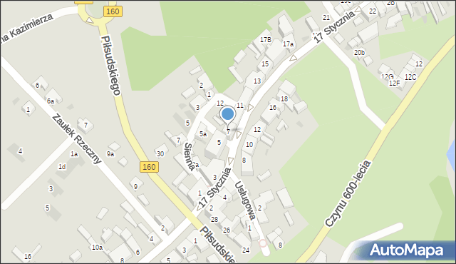 Międzychód, 17 Stycznia, 7, mapa Międzychód