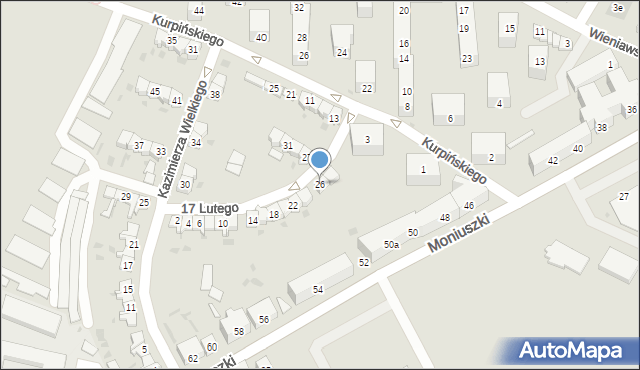 Żary, 17 Lutego, 26, mapa Żary