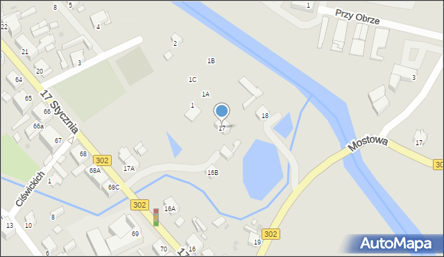 Zbąszyń, 17 Stycznia, 17, mapa Zbąszyń
