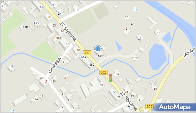 Zbąszyń, 17 Stycznia, 17A, mapa Zbąszyń