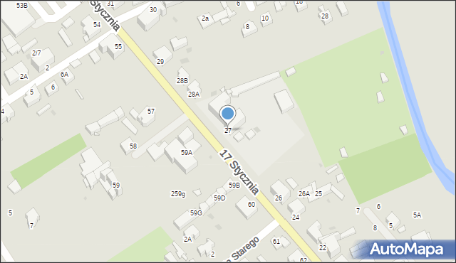 Zbąszyń, 17 Stycznia, 27, mapa Zbąszyń