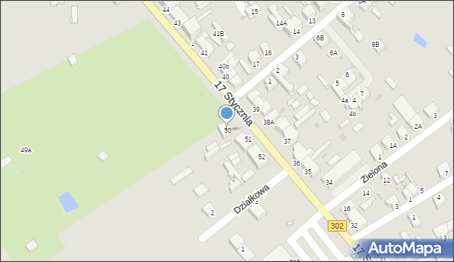 Zbąszyń, 17 Stycznia, 50, mapa Zbąszyń