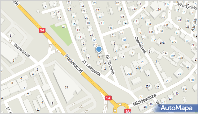 Brzesko, 19 Stycznia, 6, mapa Brzesko