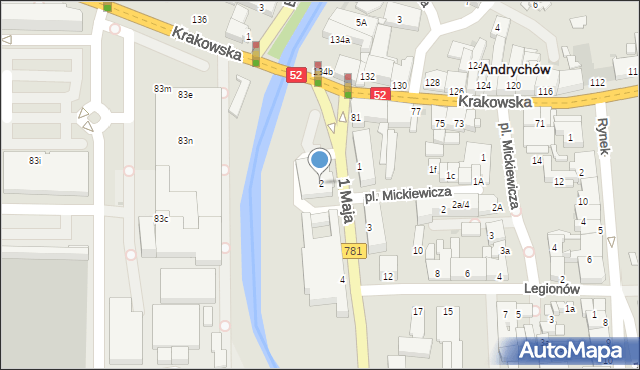 Andrychów, 1 Maja, 2, mapa Andrychów